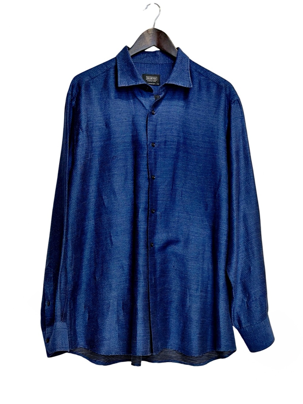 Mirto Madrid 1956 Men’s Blue Linen Cotton Shirt | Made in Spain | XXL